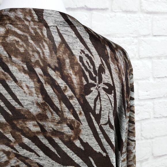 Chico's Easywear Sz 3 Brown Gray Shimmery Animal Print Jacket Chicos XL 16 - Picture 11 of 14